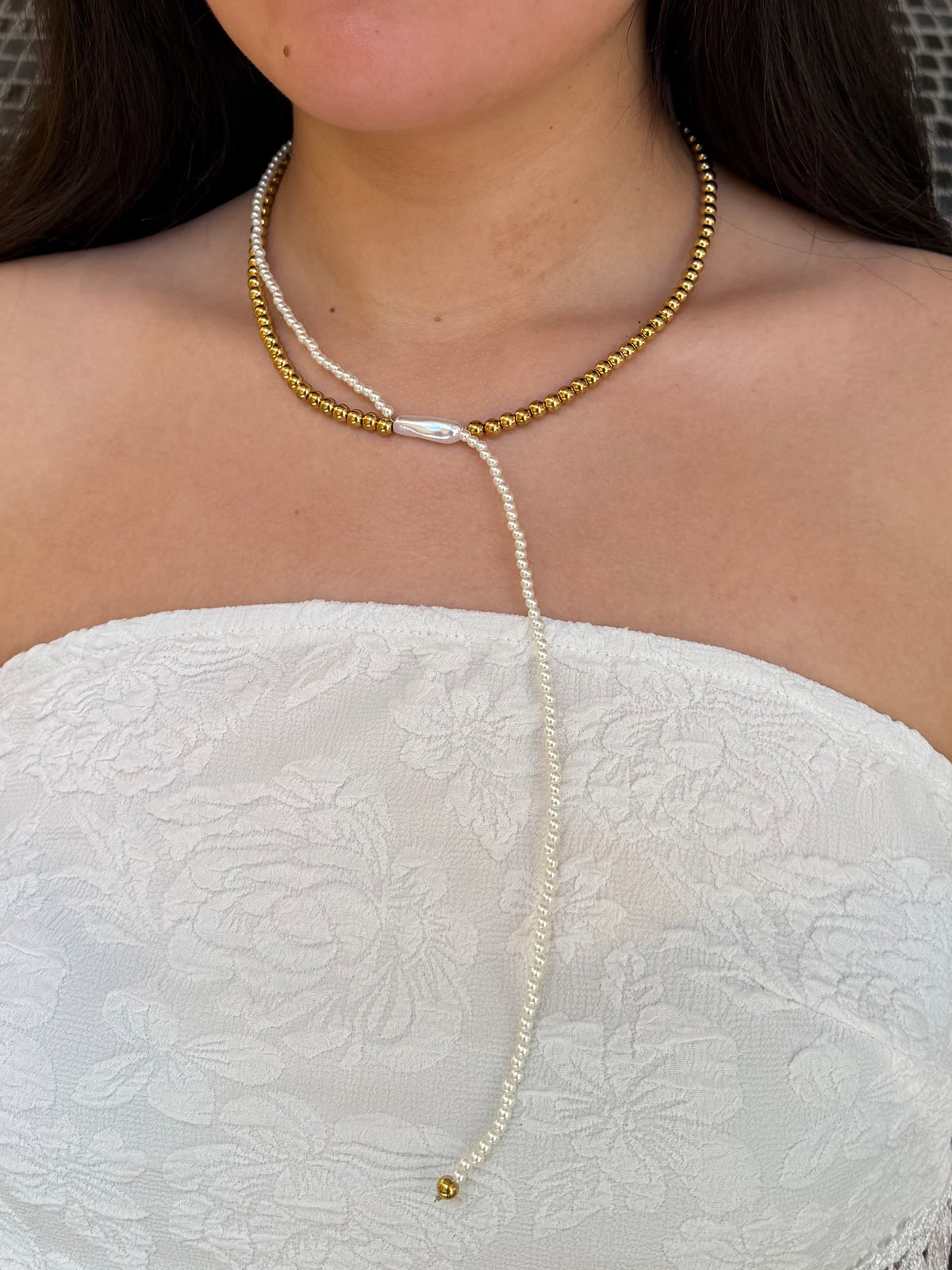 COLLAR CUENCAS PERLA DORADO