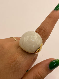 ANILLO AMBAR BLANCO GRUESO