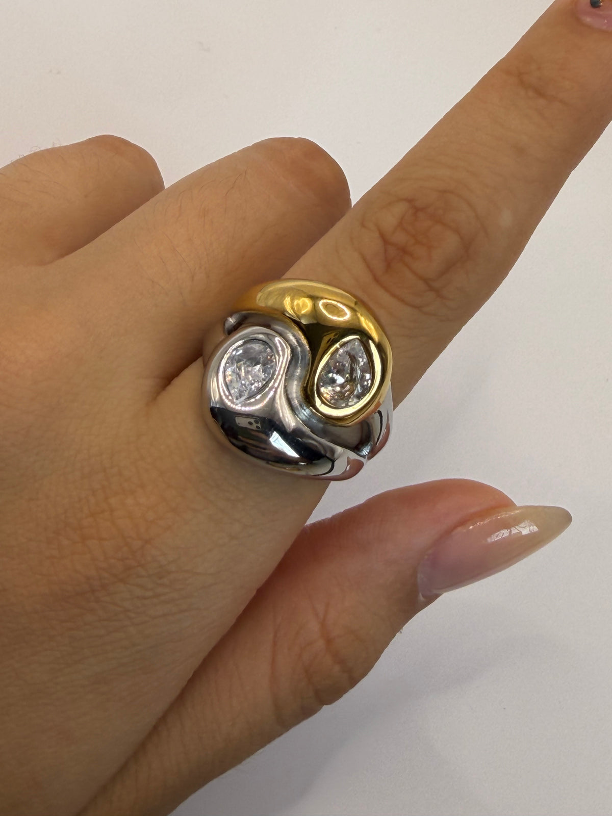 ANILLO DOBLE ZIRCONIA COMBINADO