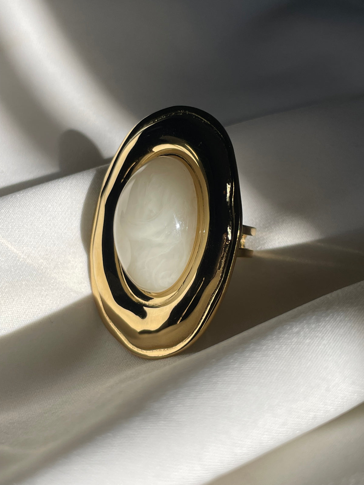 ANILLO AMBAR BLANCO CHUNKY
