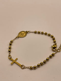 PULSERA CRUZ VIRGEN FINA