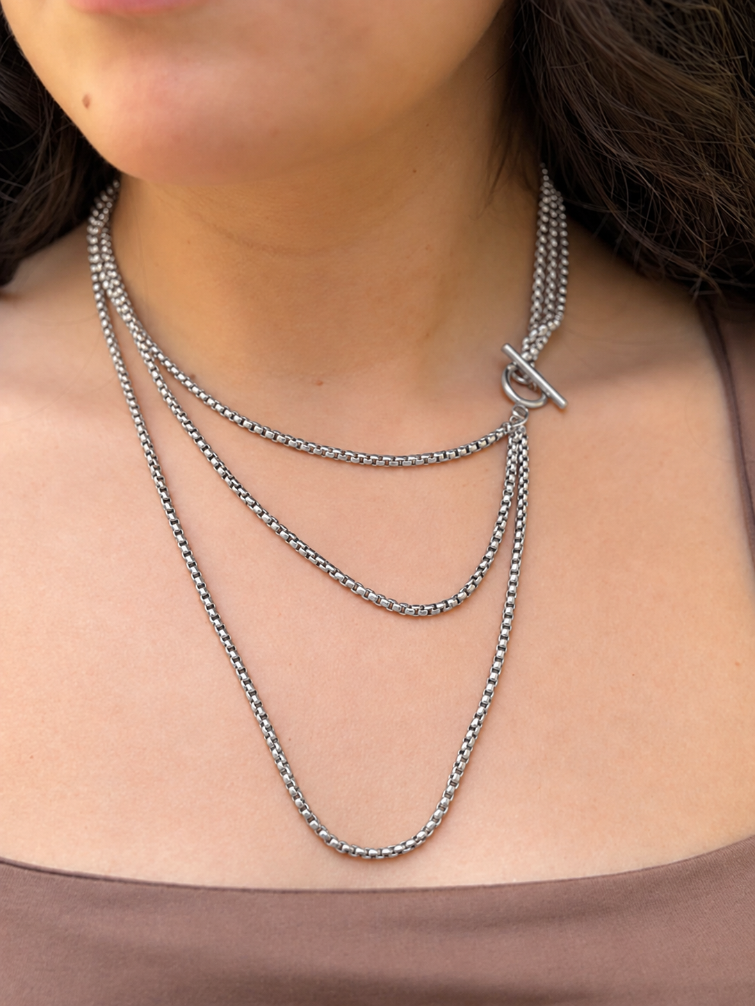 COLLAR TRIPLE CADENA PLATA