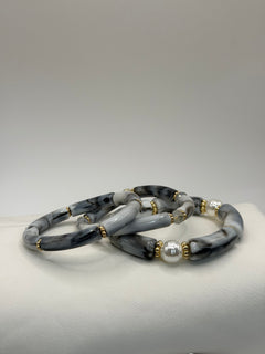 CONJUNTO 3 PULSERAS NEGRO BEIGE