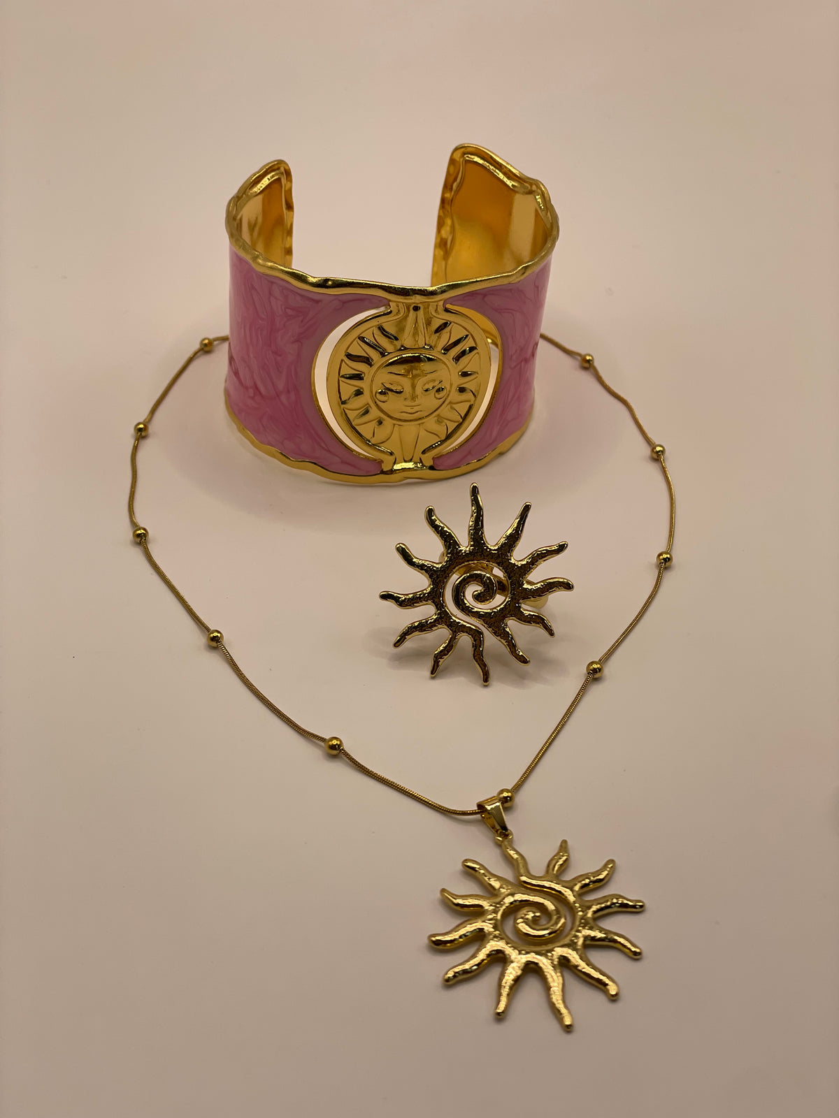 CONJUNTO 3 PIZAS PULSERA ROSA