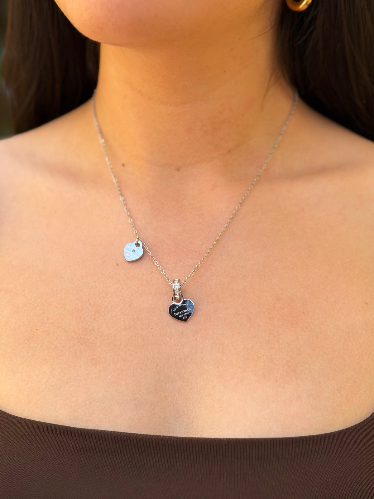 COLLAR DOBLE CORAZON TIFFANY PLATA GLOW