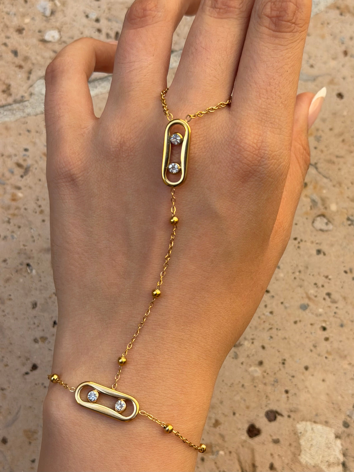 PULSERA ANILLO BOTON DORADO