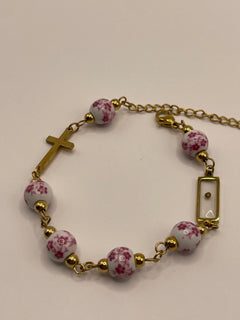 PULSERA CRUZ ROSA
