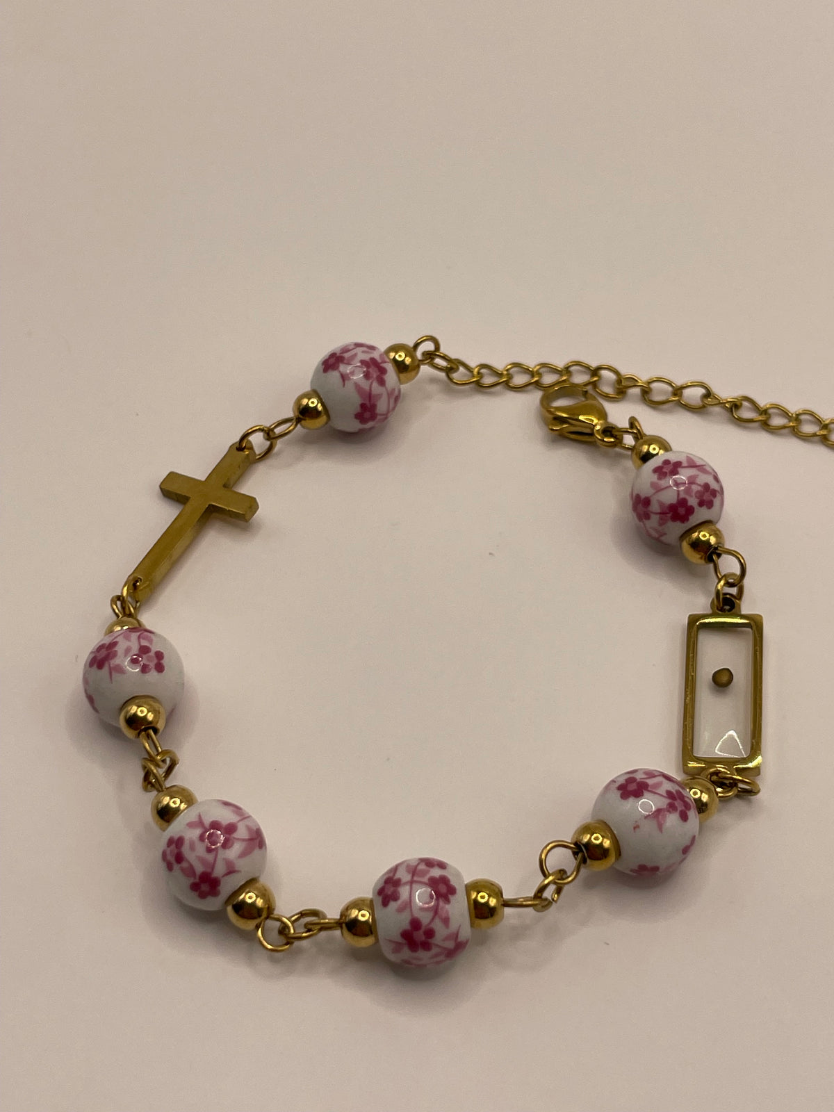 PULSERA CRUZ ROSA