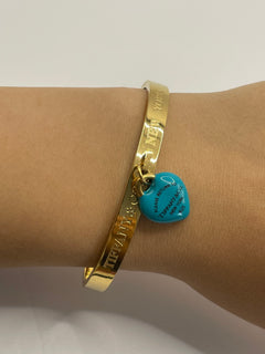 PULSERA DORADA CORAZON AZUL
