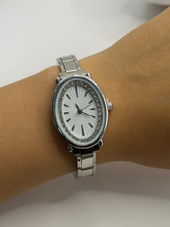 RELOJ OVALADO ITLIANO GLOW PLATA