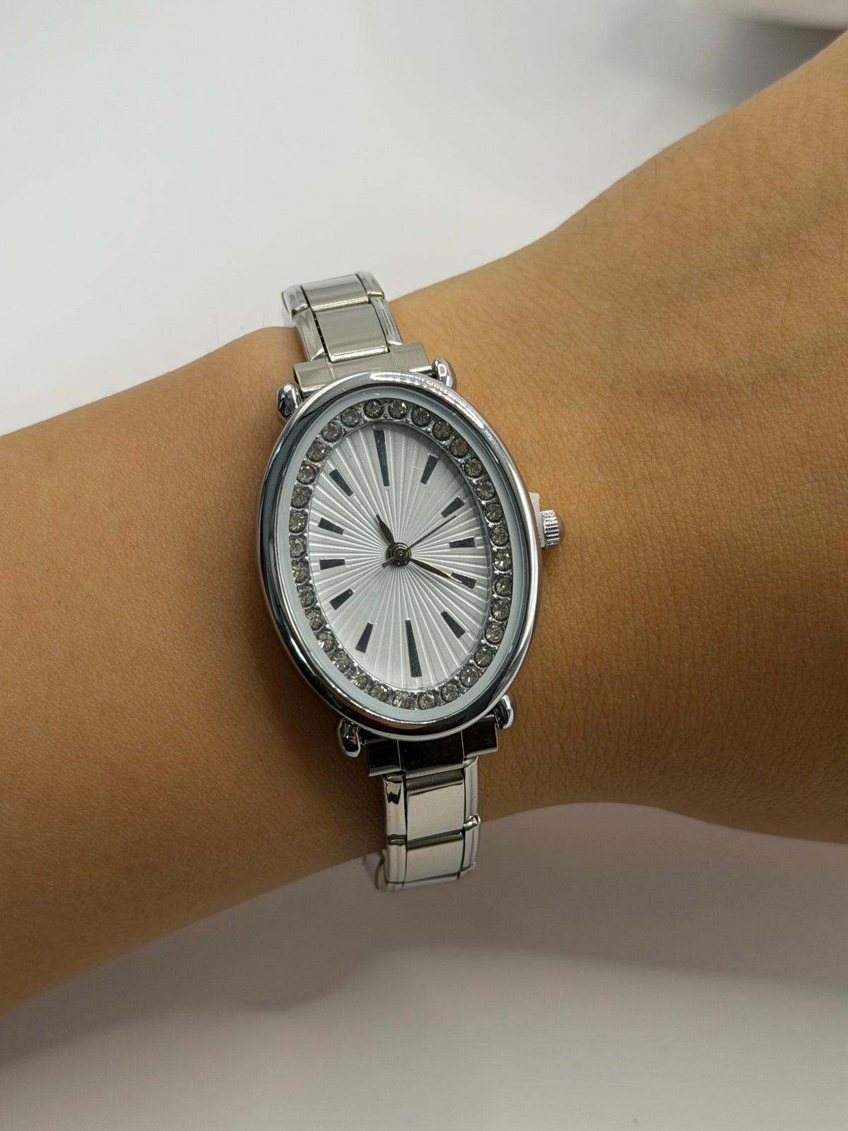 RELOJ OVALADO ITLIANO GLOW PLATA