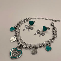CONJUNTO TIFFANY ARETE PULSERA AZUL