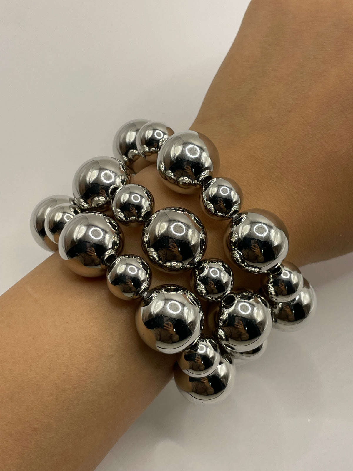 CONJUNTO 3 PULSERAS PLATA RESINA
