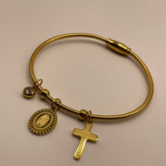 PULSERA CRUZ VIRGEN IMAN