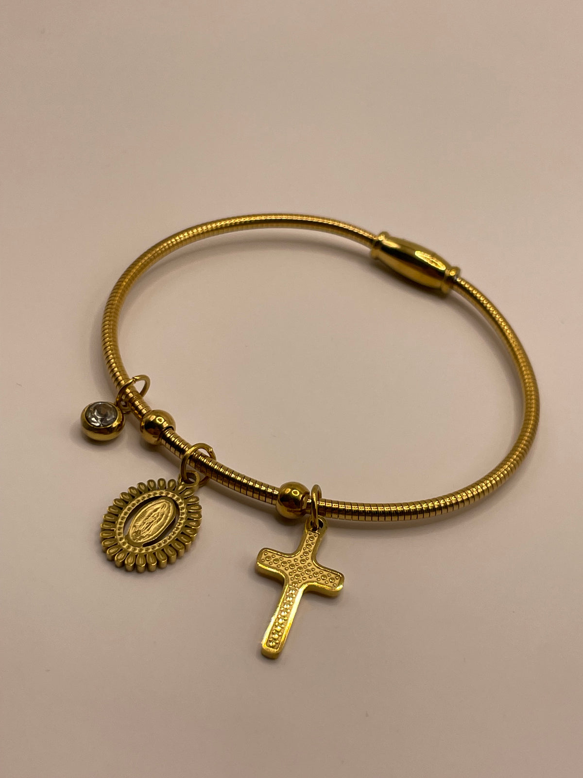 PULSERA CRUZ VIRGEN IMAN
