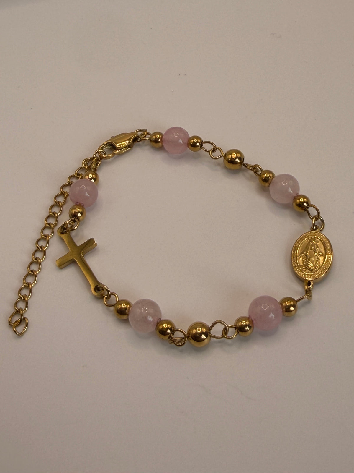 PULSERA CRUZ ROSA