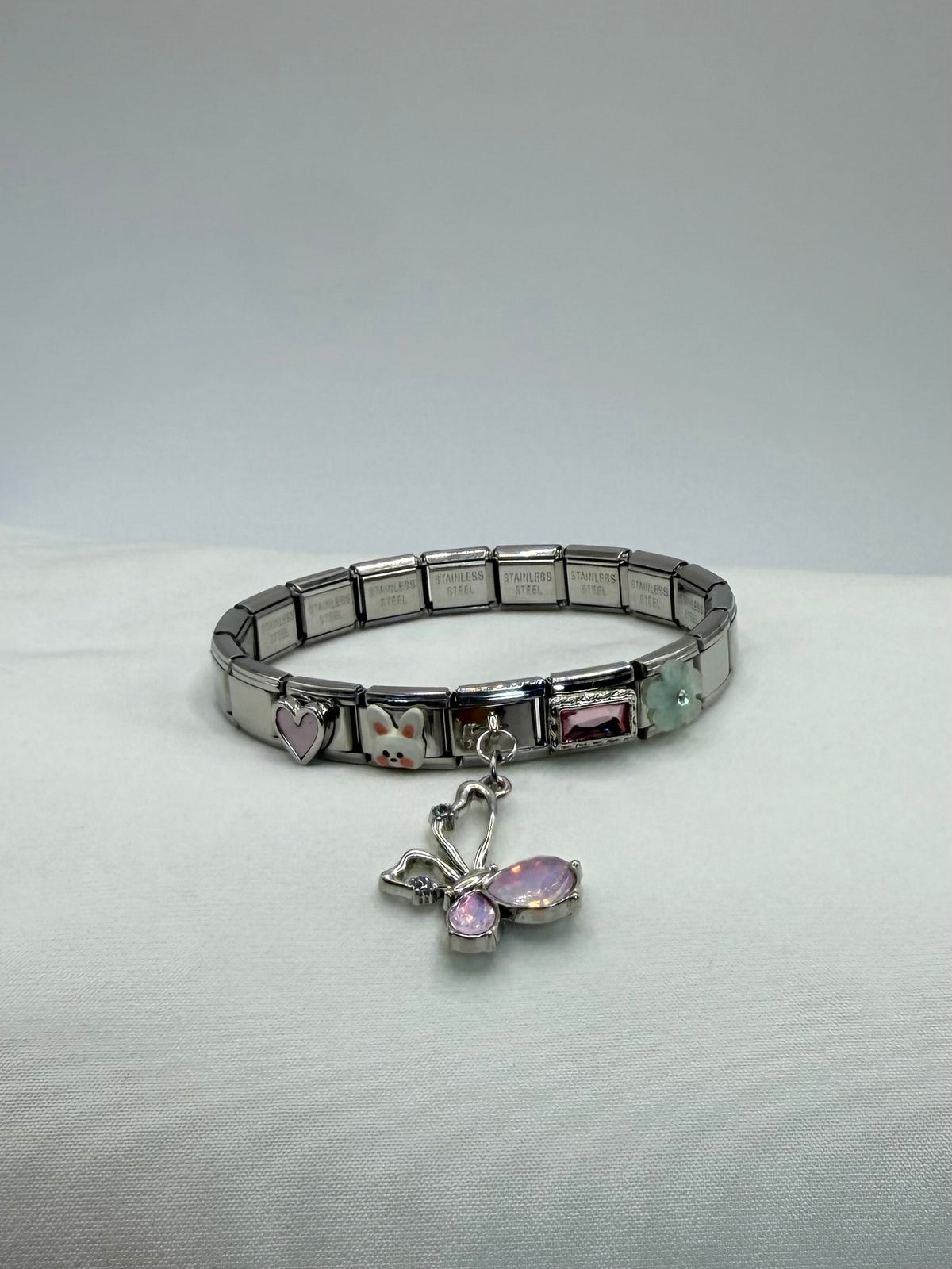 PULSERA ITALIANA MARIPOSA ROSA