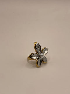 ANILLO FLOR PLATA CON DORADO