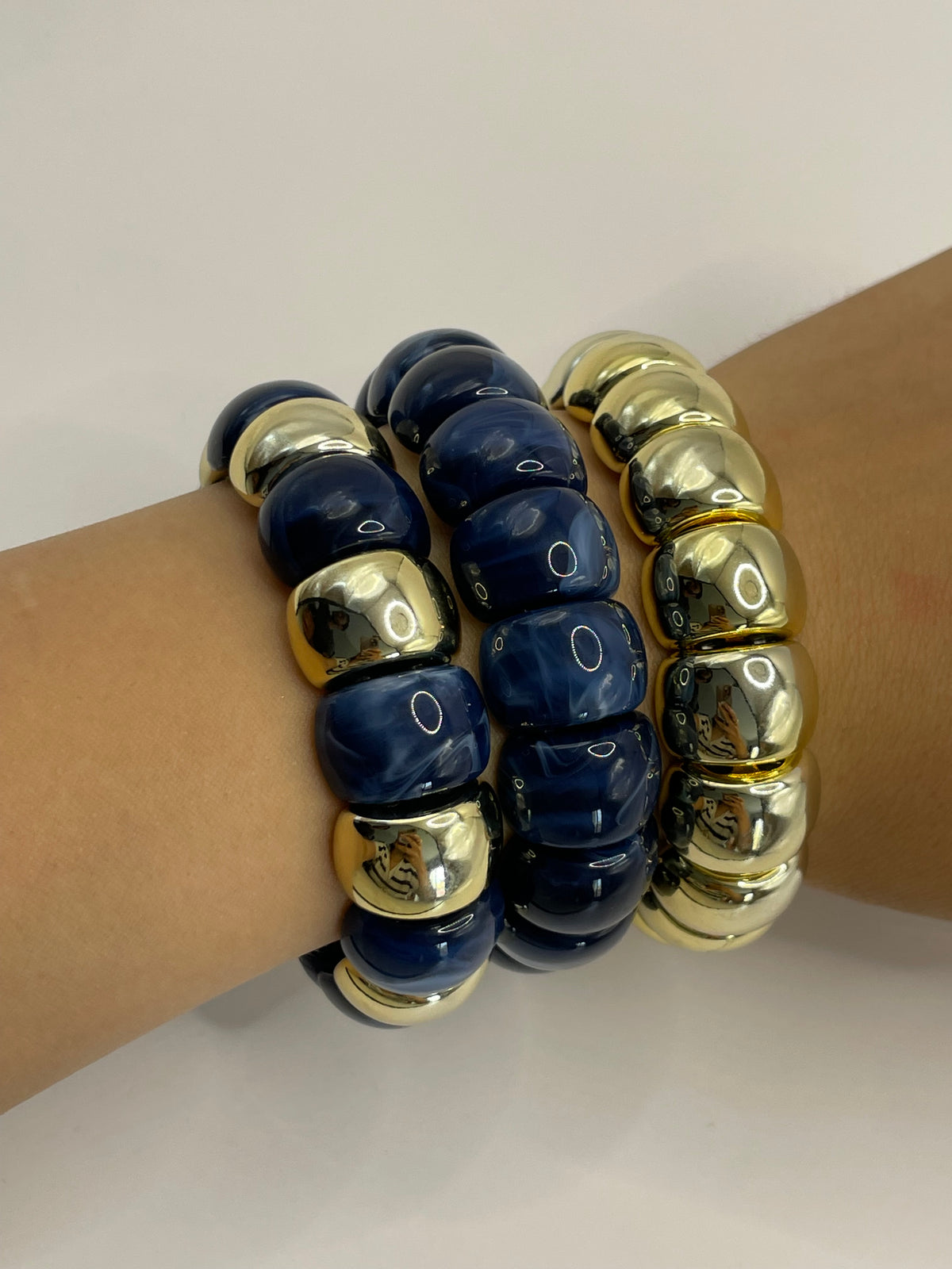 CONJUNTO 3 PULSERAS RESINA AZUL