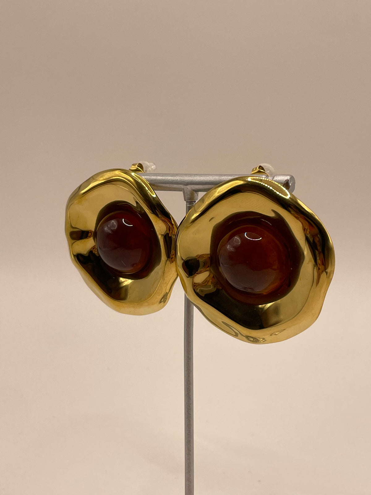ARETES CHUNKY ROJO DORADO