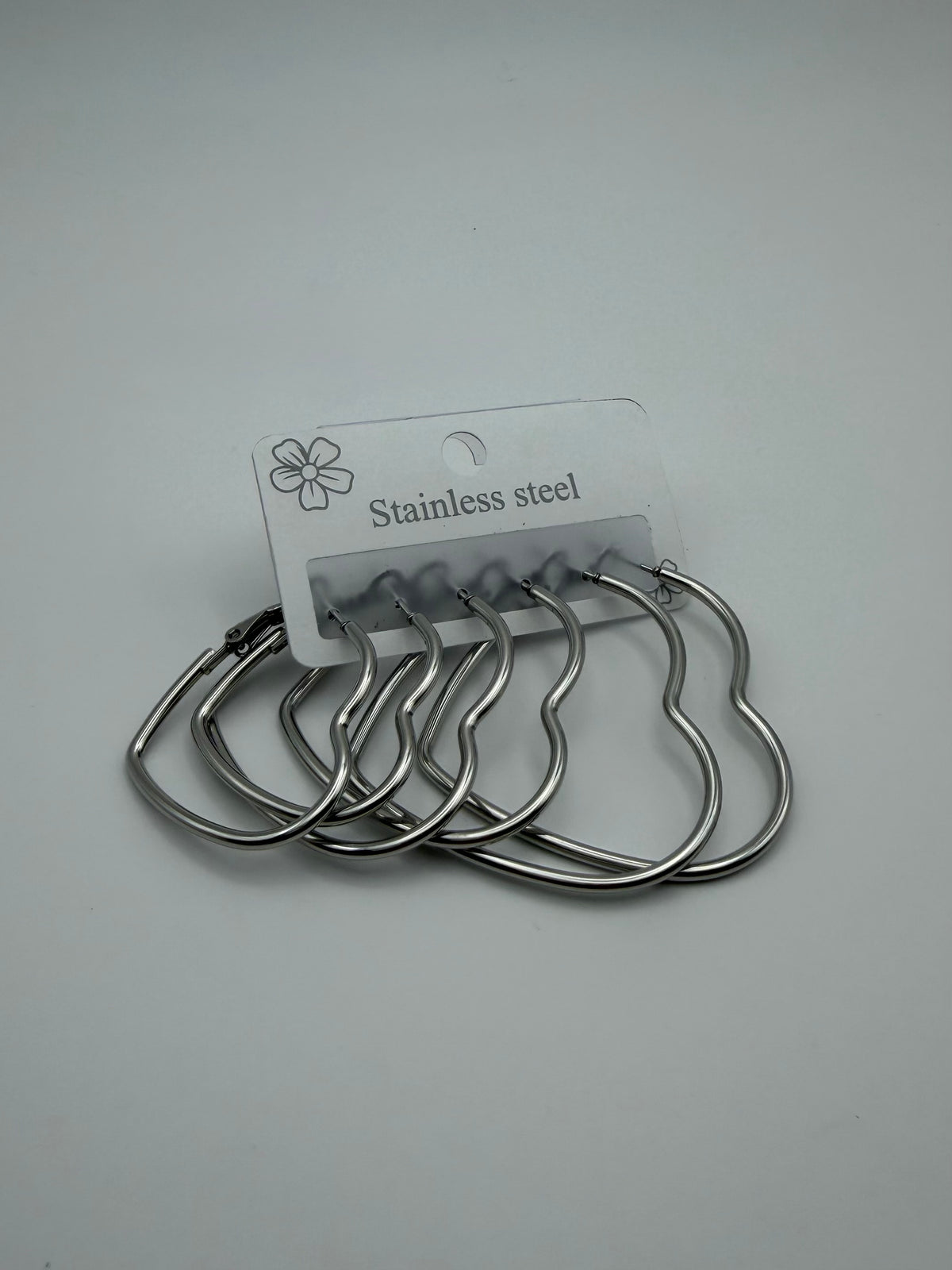 CONJUNTO 3 PARES CORAZON PLATA