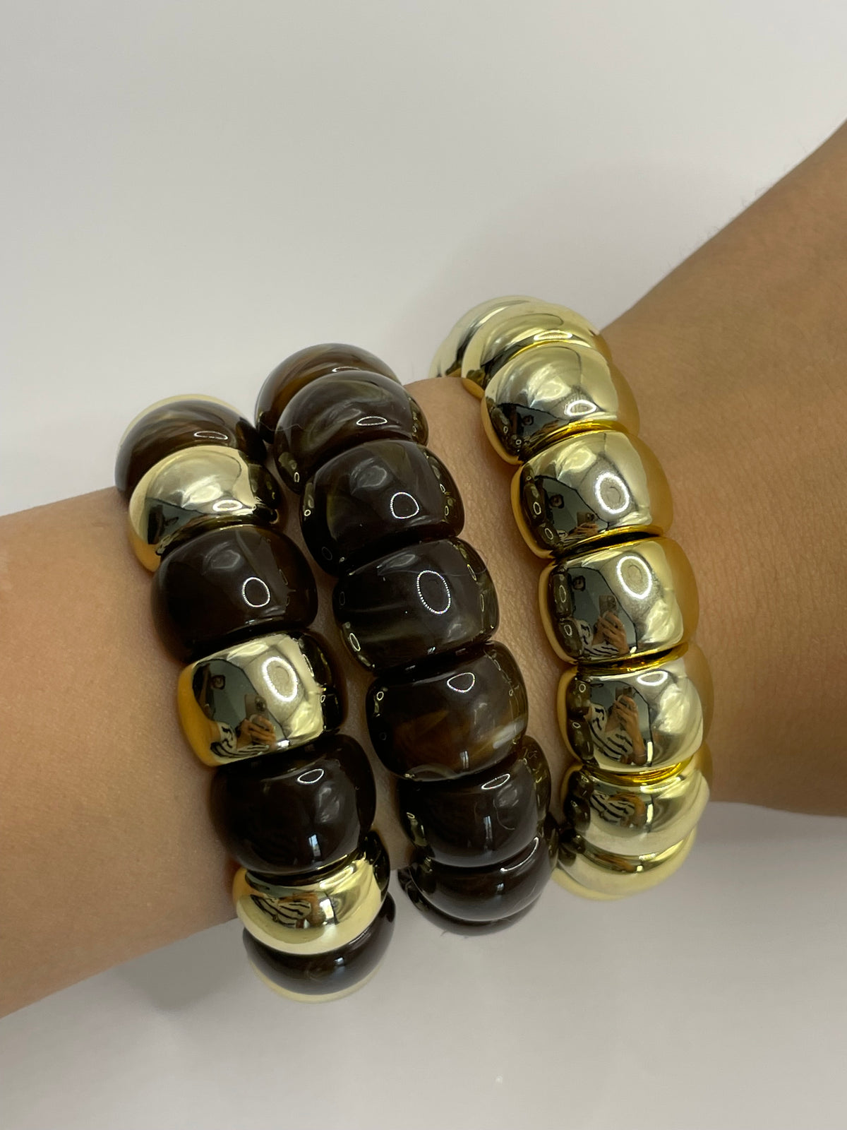CONJUNTO 3 PULSERAS RESINA CAFE