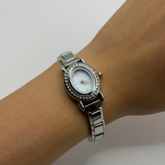 RELOJ ITALIANO PLATA OVALADO GLOW