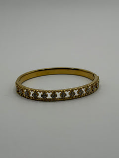 PULSERA ZIRCONIA TREBOL DORADA
