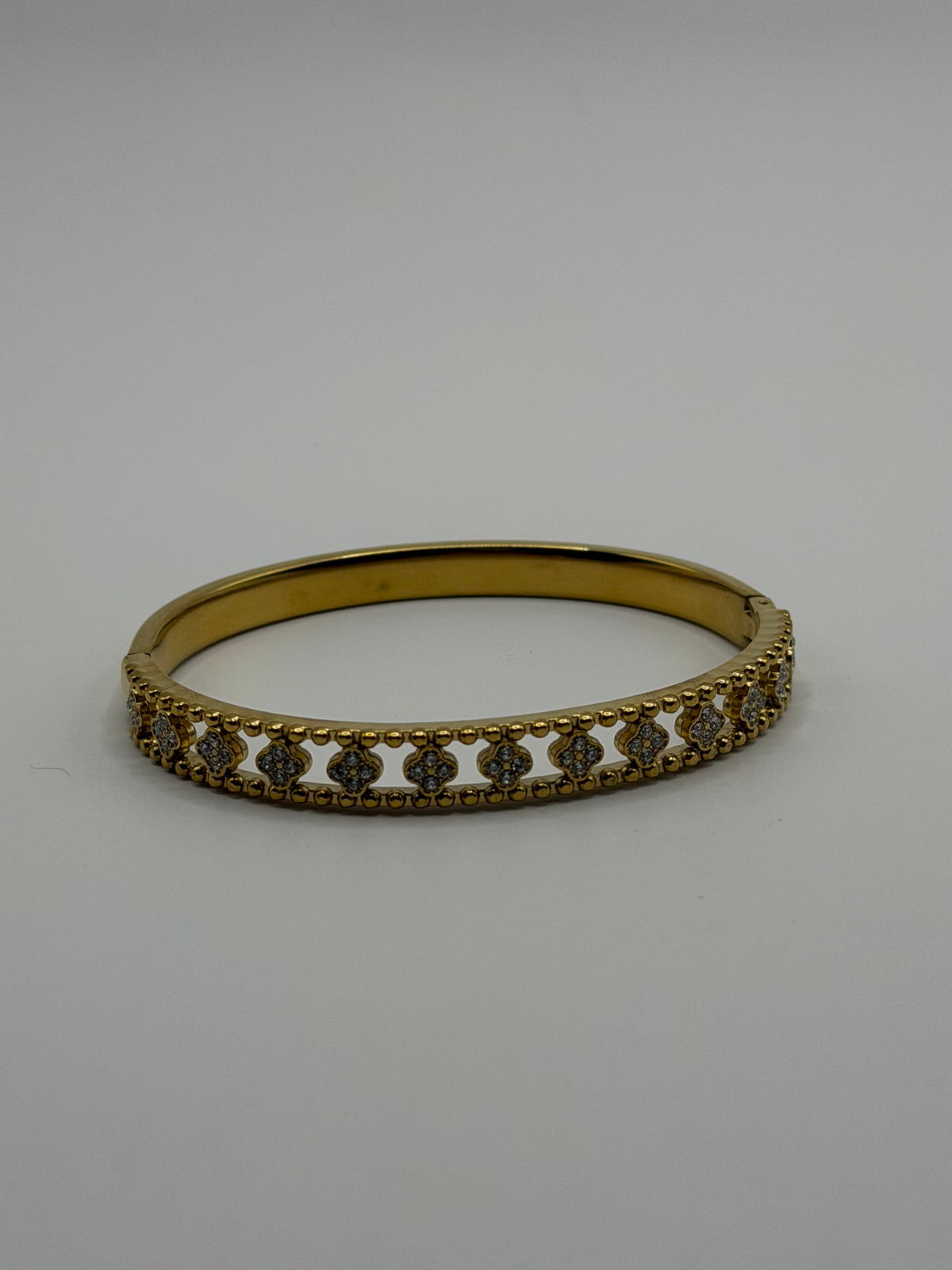 PULSERA ZIRCONIA TREBOL DORADA