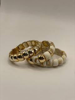 CONJUNTO 3 PULSERAS RESINA BEIGE