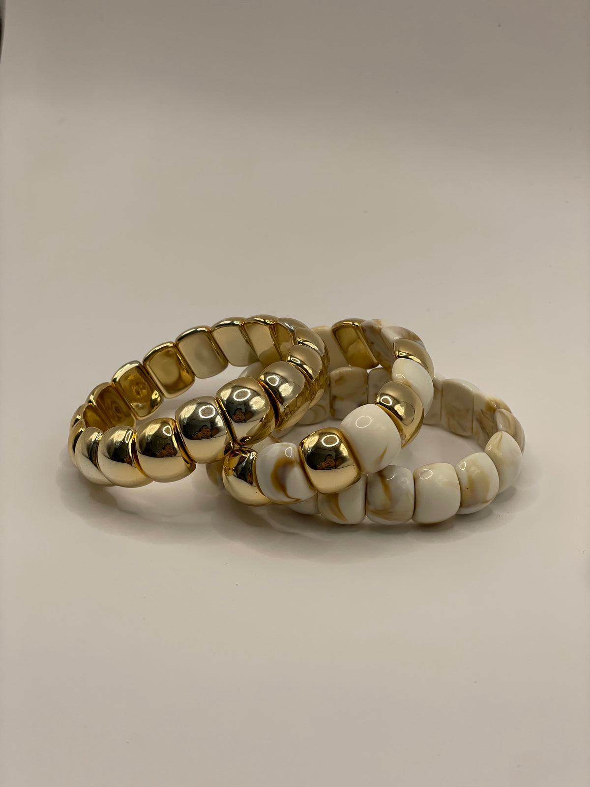 CONJUNTO 3 PULSERAS RESINA BEIGE
