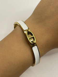 PULSERA DORADA BLANCO BOTON
