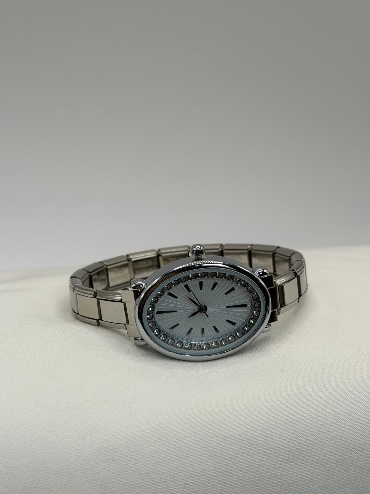 RELOJ OVALADO ITLIANO GLOW PLATA