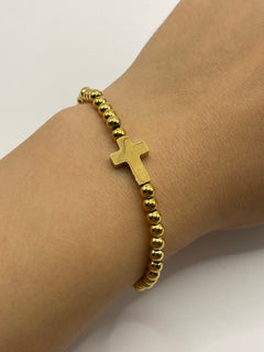 PULSERA CUENCAS CRUZ DORADA