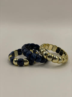 CONJUNTO 3 PULSERAS RESINA AZUL