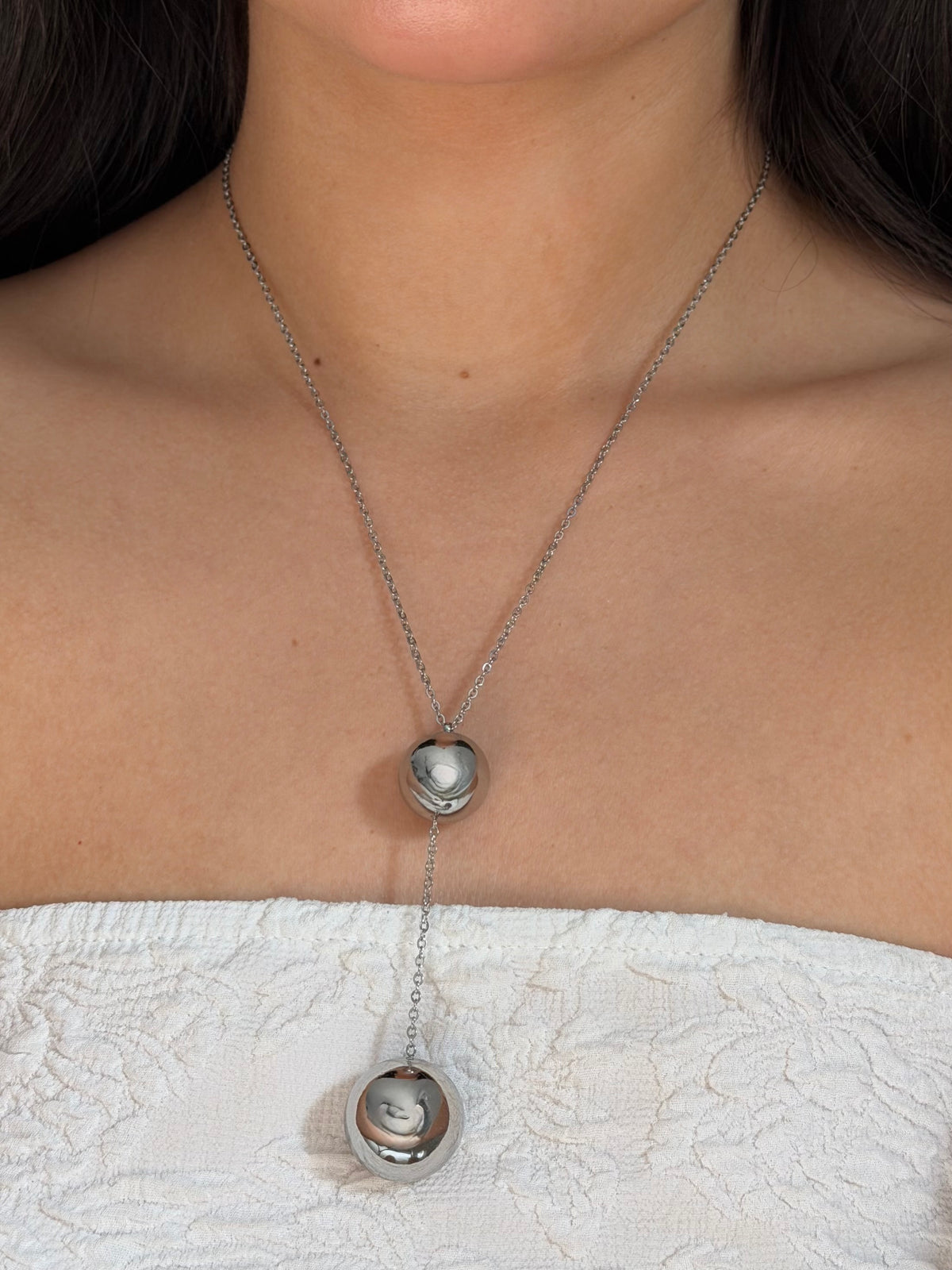 COLLAR DOBLE BURBUJA PLATA