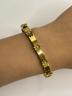 PULSERA DORADA FLORES