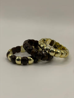 CONJUNTO 3 PULSERAS RESINA CAFE