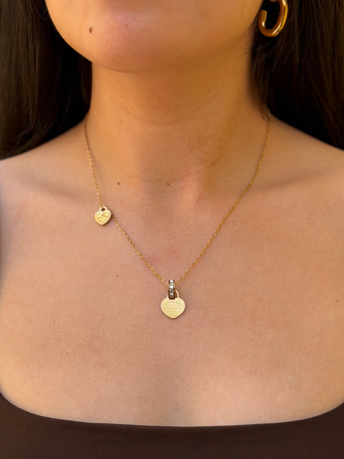 COLLAR DOBLE CORAZON TIFFANY DORADO GLOW