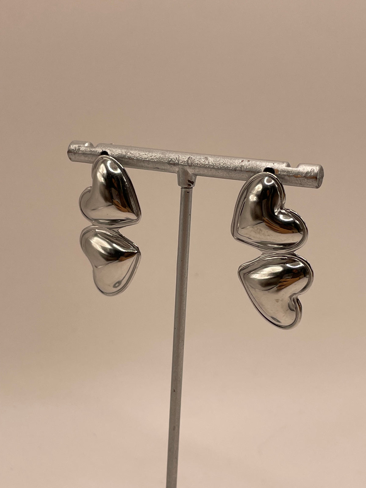 ARETES CORAZON PLATA DOBLE