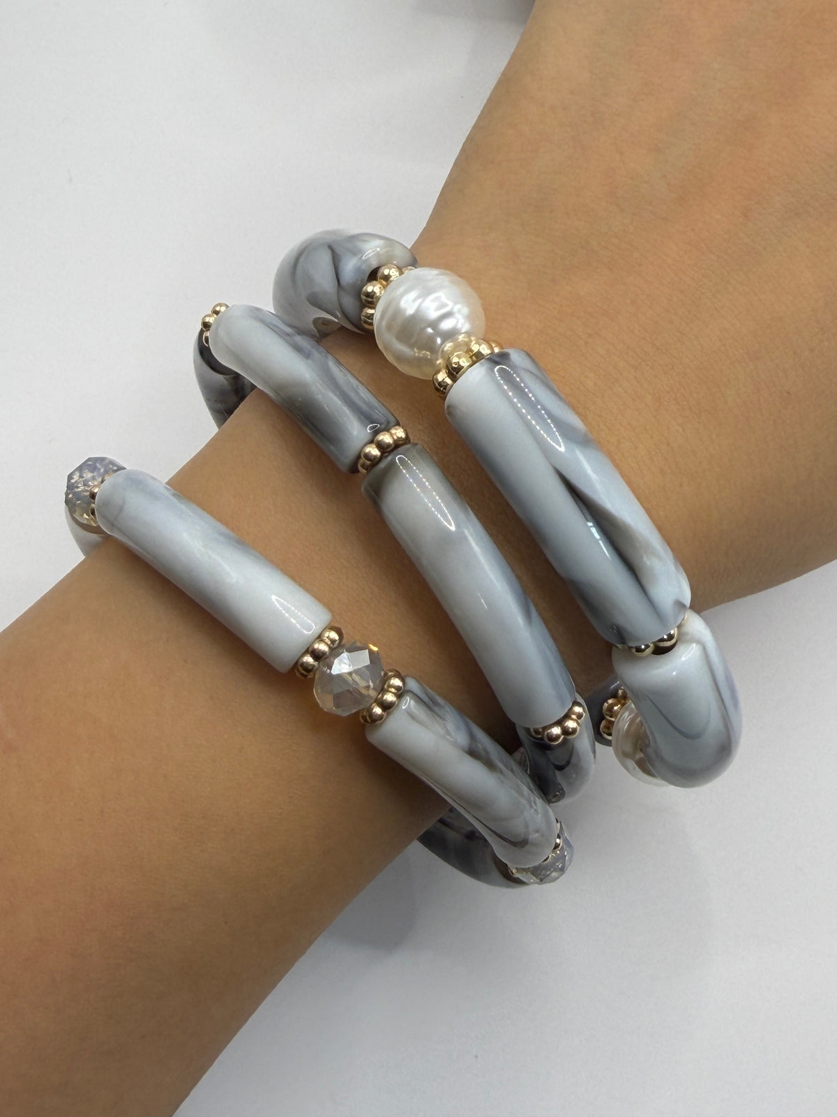 CONJUNTO 3 PULSERAS NEGRO BEIGE