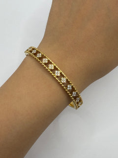 PULSERA ZIRCONIA TREBOL DORADA