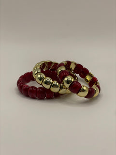 CONJUNTO 3 PULSERAS RESINA ROJO