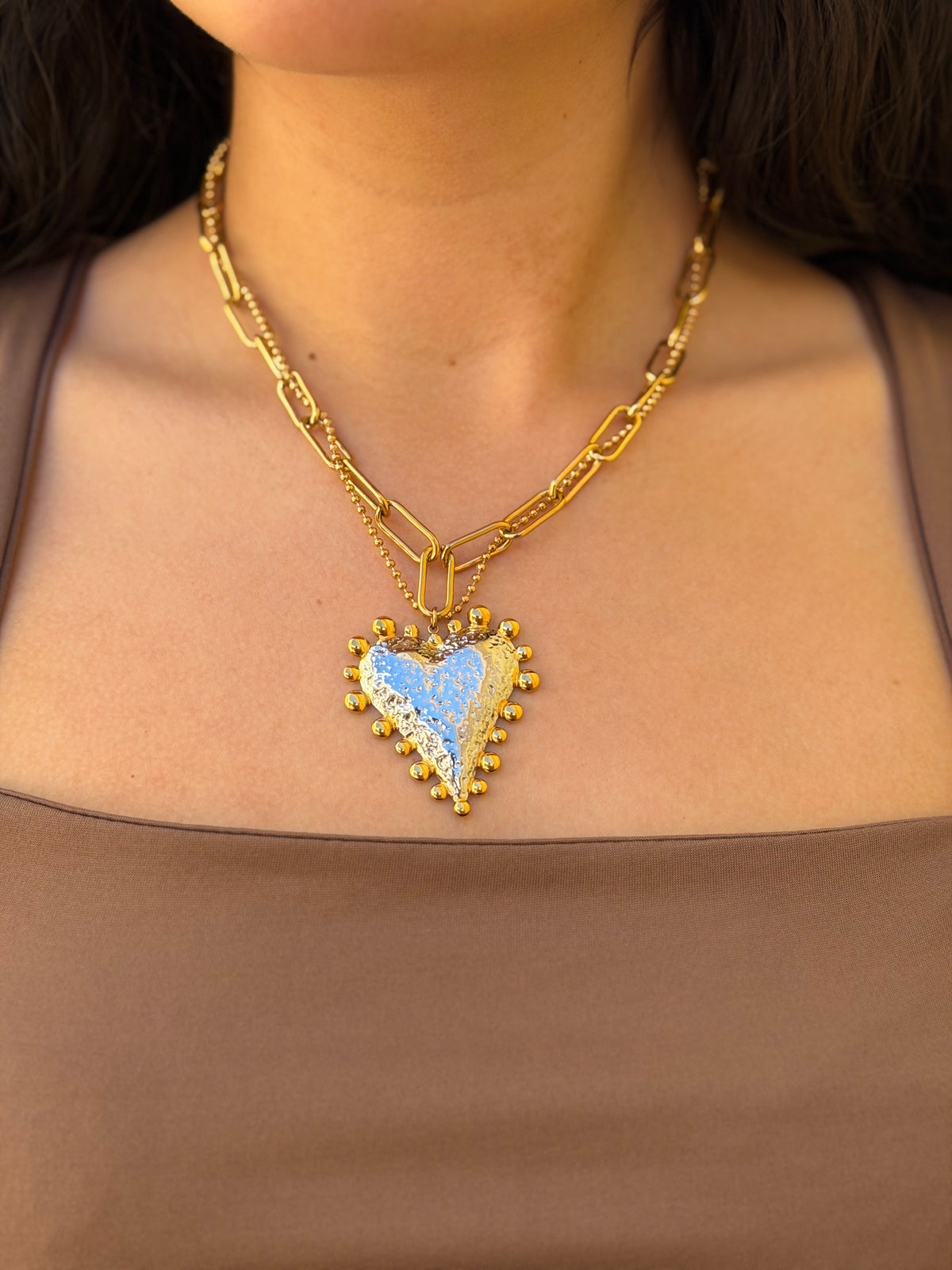 COLLAR CORAZON COMBIANDO CADENA