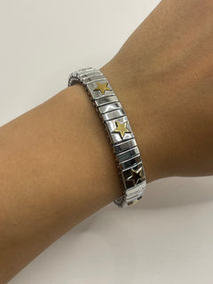 PULSERA PLATA ESTRELLA DORADA