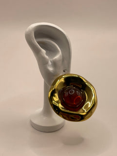 ARETES CHUNKY ROJO DORADO