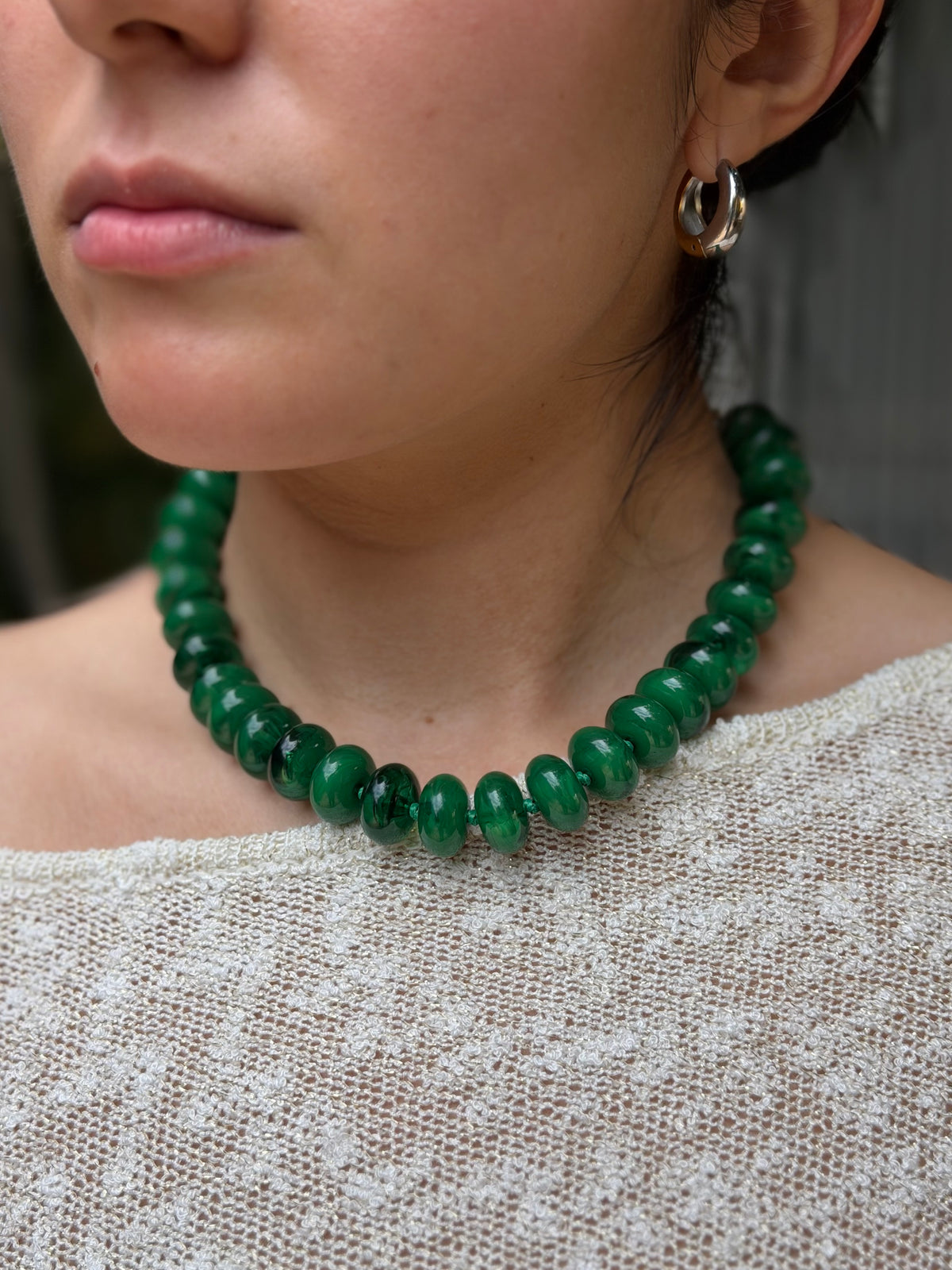 COLLAR CUENCAS OVALADO VERDE