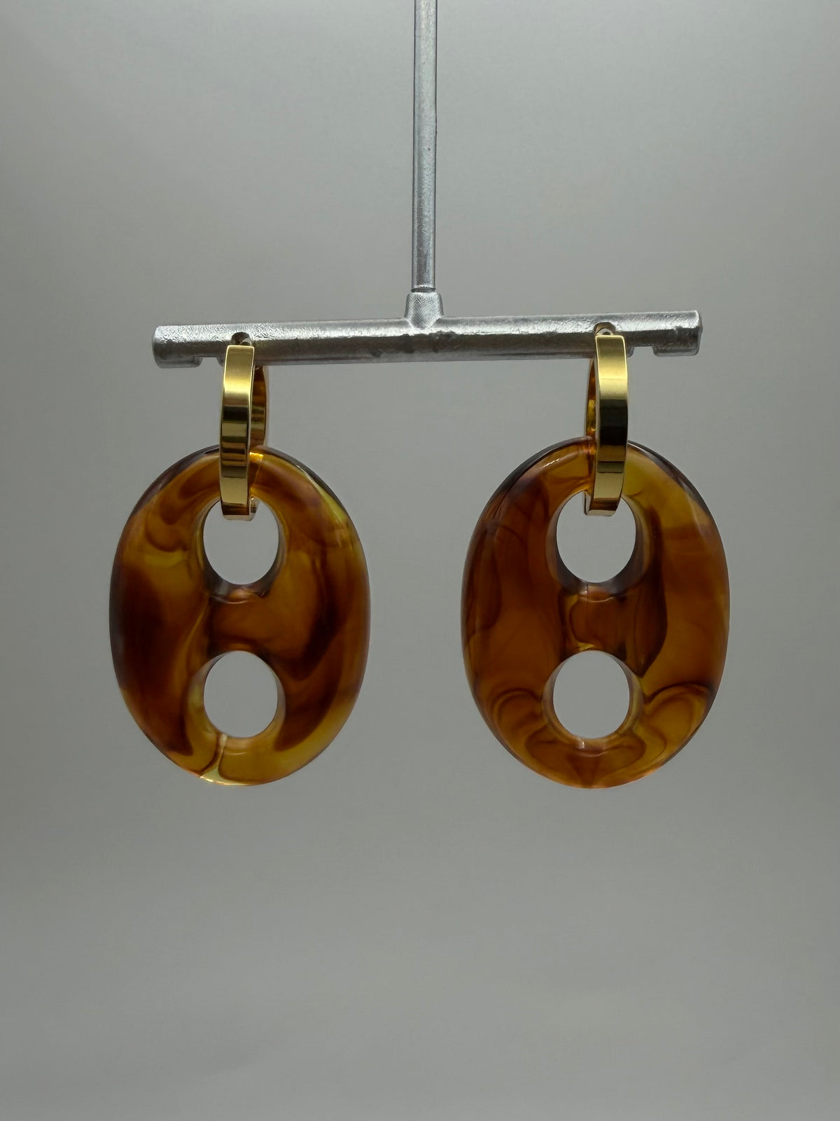 ARETES BOTON AMBAR