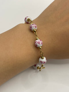 PULSERA CRUZ ROSA