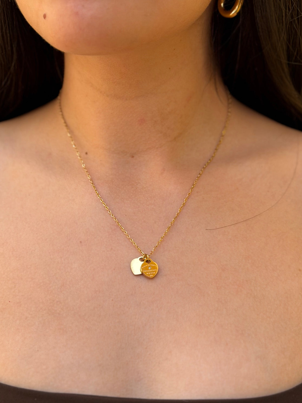 COLLAR DOBLE CORAZON TIFFANY DORADO
